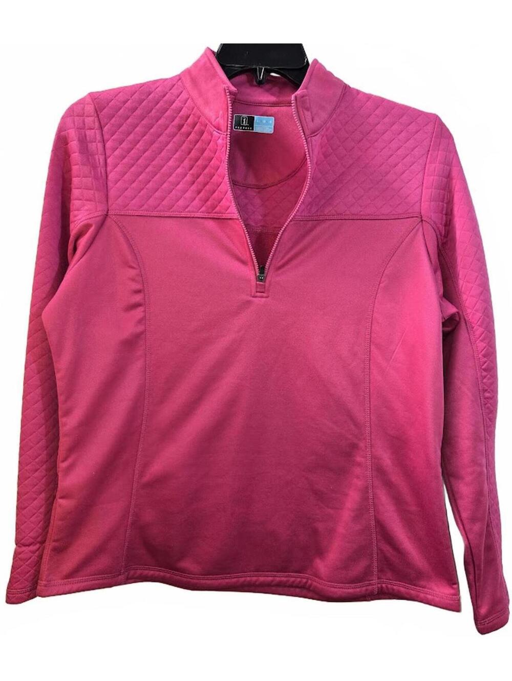 PGA Tour Pink Quilted Half-Zip Pullover Sweatshirt Size L